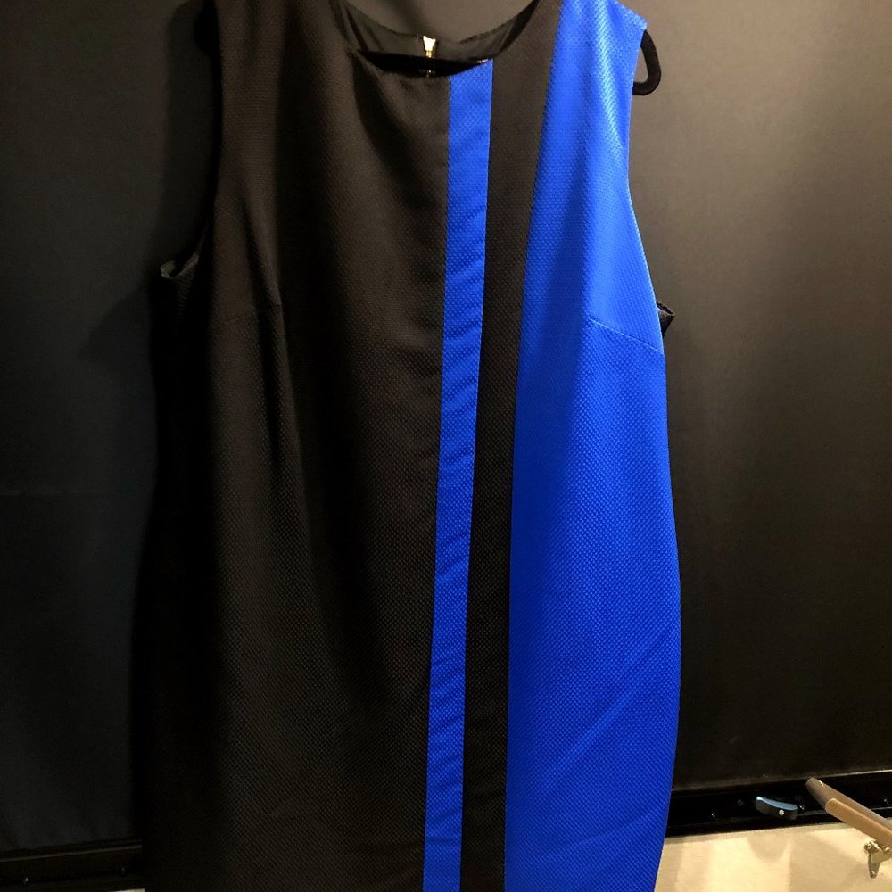 PLUS SIZE Ellen Tracy, A-Line, Sleeveless, Office Blue Dress